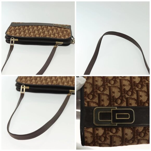 Christian Dior Trotter Canvas Shoulder Bag Brown Gold Auth ep10263 - Picture 16 of 16